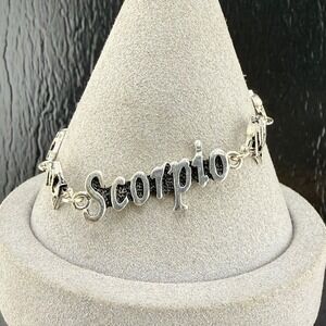 Scorpio Zodiac Horoscope Bracelet Silver Tone Adjustable 7”